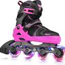 Kuxuan Skates Adjustable Inline Skates for Boys Girls, Kids Roller Skates Ages 4-12 with Light Up Wheels, Teen Skates for Beginner Women (Large-Youth, Red)