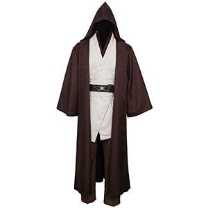 SOLOTIMES Adult Jedi Costume Cloak Outfit Men Knight Tunic Hooded Robe Full Set Suit Halloween Cosplay Cape Pants Uniform (Medium)