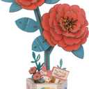 Hands Craft Hello Kitty and Friends My Melody Red Camellia 3D Wooden Puzzle Kit | DIY Flower Model | Arts & Crafts for Adults & Kids | Creative Hobby Kits | Wood Building Set | Unique Gift