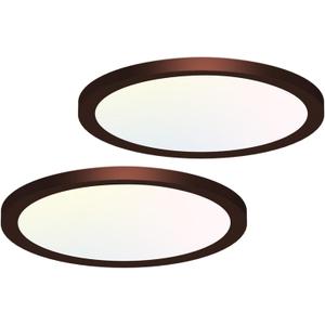 hepside 2PACK Flush Mount LED Ceiling Light Fixture Oil Rubbed Bronze, 12Inch 28W, Dimmable 3000K-4500K-6000K 3 Color Ceiling Lamp 3200LM Low Profile Ceiling Light for Kitchen Bedroom Hallway (12Inch-2packs)