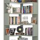 Armocity Corner Book Shelf - 6 Tier Corner Bookshelf Etagere Bookcase with Baffle, Freestanding L Shaped Display Shelf Stand for Home Office, Living Room, Bedroom, Kitchen, Crab Green
