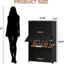 Shoe Rack, 7 Tier Shoe Storage Cabinet with Door 28 Pair Plastic Shoe Shelves Organizer for Closet, Entryway, Hallway, Bedroom, Black