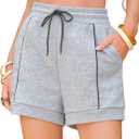 EXLURA Womens Casual Cotton Sweat Shorts Elastic Drawstring Dolphin Short Summer High Waist Workout Lounge Short with Pockets (Gray, S)