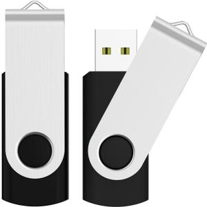 JUANWE 128GB Flash Drive 2 PCS, 2.0 Thumb Drive USB Drives Pendrive for File Storage Data Transfer, High Capacity Zip Drive Portable USB Storage Flashdrives 360 Swivel Cap, Jump Drive 128G2 Black