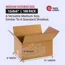 BOX USA Shipping Boxes Small 12"L x 8"W x 6"H 100-Pack, Corrugated Box for Shipping, Moving, Mailing, Packing, Packaging and Storage