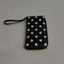 White Black Polka Dots Neutral Leather Wallet with Scratch Resistant Strap for Easy Carrying
