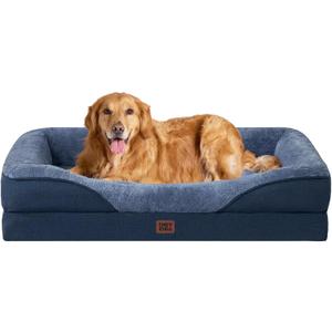 EHEYCIGA Orthopedic Dog Bed for Large Sized Dog, 41x27x7.5 Inch Large Memory Foam Dog Couch Bed with Sides, Waterproof Liner & Washable Removable Cover, Bolster Pet Sofa, Navy