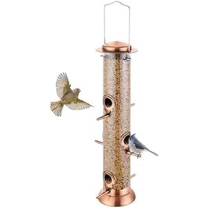 TrampgiK Metal Tube Bird Feeders for Outdoors Hanging,Finch Feeders for Outside,All Metal Brushed Copper Finishing,14 Inch 6 Port (Seed is not Included)
