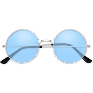 Hippie Sunglasses 70s Round Hippie Glasses Party Decoration Sunglasses for Women with Colored Glasses Cloth (A11-clear Blue)