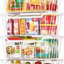 Goovilla Freezer Organizer Bins with Foldable Handle, 4 Pack Stackable Freezer Baskets for 3.5-7 Cu.FT Deep Chest Freezer Organization, White Metal Freezer Storage Bins with Better Space Utilization
