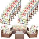 Newwiee 12 Pcs Patio Cushion Covers Outdoor Stretch Sofa Couch Cover Replacement Couch Slipcover Sofa Seat Chair Porch Patio Furniture Protector, Flexibility Washable(Watercolor, Flower)