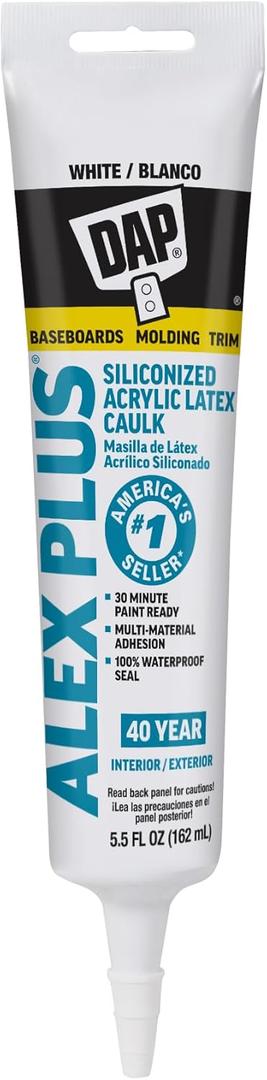 2 x Dap 18128 Alex Plus Acrylic Latex Caulk Plus Silicone 5.5-Ounce