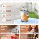 2 x Foogwee 20 Packs Reusable Glass Straws Set, 8.5'' x 10mm Clear Drinking Straws for Smoothies, Shakes, Coffee, Juice, Sodas, Milk, Tea, Cocktails, Set of 8 Straight and 8 Bent with 4 Cleaning Brushes