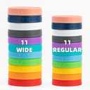 22 Pack Plastic Mason Jar Lids, 11 Wide Mouth & 11 Regular Mouth with Silicone Rings, Thickened Leak-proof Lids Fit Ball, Kerr and More, 86mm & 70mm (Multicolored)