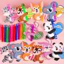 2 x 30 Pack Valentines Day Gifts for Kids Mini Bubble Wands with Animal Valentine Cards, Classroom Exchange Favors School Party Prizes for Class Boys Girls