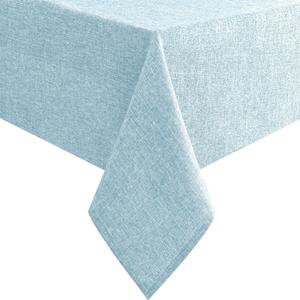 Hiasan Faux Linen Rectangle Tablecloth - Wrinkle and Stain Resistant Washable Table Cloth for Kitchen Dining Room Holiday Table Cover for Dinner, Lux Slate Blue, 60 x 102 Inch