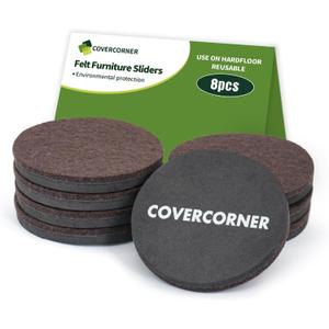 Felt Furniture Sliders for Hardwood Floors 8 PCS - 3 1/2 inch Furniture Moving Slider Heavy Duty Felt Movers Sliders Chair Legs Floors Protectors (for Hardwood Floors) Brown