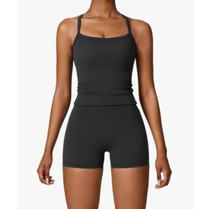 Two Piece Workout Sets For Women Tank Top Matching High Waist Booty Lifting Shorts Gym Yoga Active Wear Outfits Small