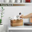 DRASTAR Silverware Holder, Acacia Wooden Utensil Caddy, Silverware Organizer Countertop, Cutlery Holder for Party, Fork Spoon Knife Organizer