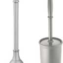 mDesign Hidden Plunger and Brush Set for Toilet Bowl - Modern Toilet Brush and Plunger Set - Brush Cleaner and Plunger Combo with Holder Caddy for Bathroom - Hyde Collection - Set of 2 - Gray