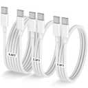3-Pack [3.3FT+3.3FT+6.6FT] 60W USB C to USB C Cable, Type C to Type C Cable,Fast Charging Cable for iPhone 16 15 Pro Plus Pro Maxfor Galaxy S24 S23, for iPad Pro/Air, for MacBook Pro/Air and More (White)