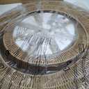 31.5"Large Boho Rattan Farmhouse Chandeliers for Dining Room,8-Light Rattan Hand-Woven Rustic Drum Chandelier Pendant Light Fixture for Kitchen Island Bedroom Living Room Entryway Foyer(Brown)