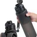 TakeToday Collapsible Water Bottles 32oz, Foldable Travel Water Bottle, BPA Free, Silicone Water Bottle Leakproof for Hiking, International Travel, Outdoors (Black)