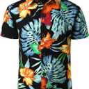 JOGAL Big Boy's Floral Casual Button Down Short Sleeve Hawaiian Shirt 8