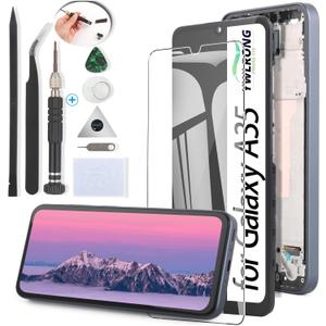 YWLRONG for Samsung Galaxy A35 5G Screen Replacement for Samsung A35 5G A356U LCD Display Touch Screen Digitizer Assembly Replacement with Toolswith Frame