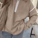 ANRABESS Womens Quarter Zip Sweaters Fall Long Sleeve V Neck Shirts Collared Business Casual Tops Knit Pullover Sweatshirts (L)