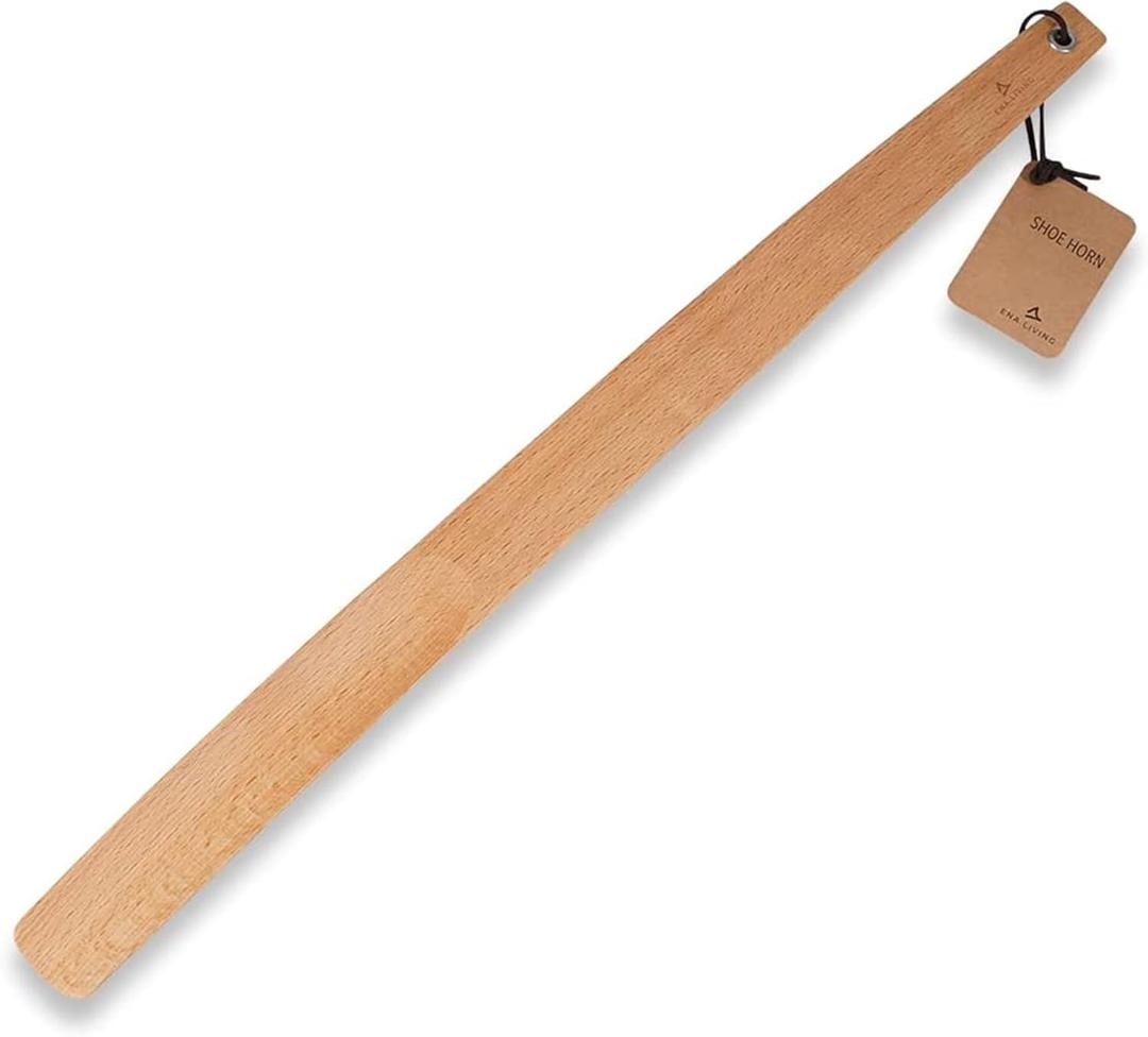 Beechwood Shoe Horn, 21.6' Long Handle for Seniors, Smooth & Sturdy, Extra Long for Comfort, Use As A Back Scratcher