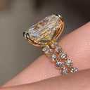 5ct Radiant Cut Engagement Ring Set Carat Elongated Square Shape Cut Engagement Ring for Women Wedding Bands Engagement Promise Ring AAAAA Simulated Diamond Stackable Anniversary Size 7