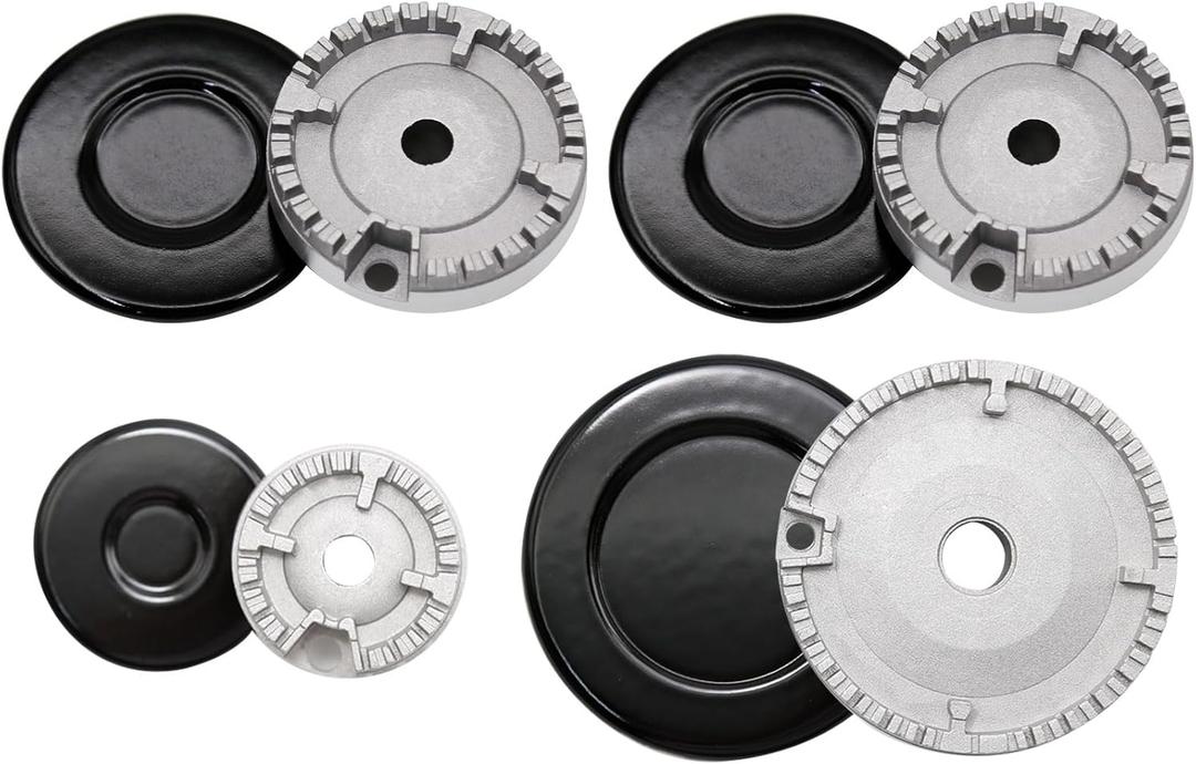 8PCS Cooker Hat Set Oven Gas Hob Burner Crown Flame Cap Kit for Kitchen Gas Hob & Electric Stove Burners 2.17/2.91/3.94 Inch