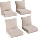 Aoxun Replacement Cushions for Outdoor Furniture, 4-Piece Outdoor Cushions for Patio Furniture, Deep Seat, Waterproof & Fade Resistant Couch Cushion for 4-Seat Patio Conversation Sets, Beige