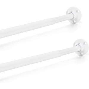 TYRON Mini Thin Skinny Smallest Closet Rods for Hanging Clothes, 1/2" Diameter,12 to 18 In. Adjustable Slim Closet Rod, Metal Closet Bar Hanging Rods for Baby Kids Closet, Small Space (White,2 Pcs)