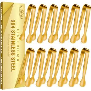 Amazon.com: EDDEAS 12 PCS Small Serving Tongs, 4.3" Mini Gold Tongs, Gold Kitchen Tongs for Serving Food, Coffee Bar, Tea Party, Desserts Party and Ice Bucket: Home & Kitchen