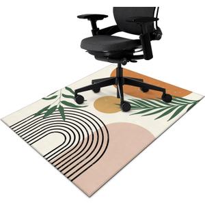Office Chair Mat for Hardwood & Tile Floor,Boho Abstract Leaves 48"x36" Low-Pile Computer Chair Mat for Rolling Chairs Carpet, Under Desk Non Slip Gaming Rug,Rubber Backing Large Protector Mat