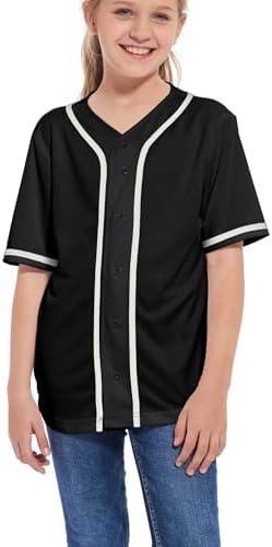 ACEFAST INC Kids Baseball Jersey Button Blank Softball Team Uniform Girls Boys Hip Hop T-Shirt Solid Color Sweatshirt 6