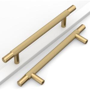 10 Pack 5"(128mm) Champagne Bronze Cabinet Pulls Knurled Kitchen Cabinet Handles Champagne Drawer Pulls Cupboard Hardware for Cabinets CK0088
