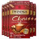 Twinings Chai Black Tea Individually Wrapped Bags, 20 Count (Pack of 6), Sweet, Savoury Spices, Caffeinated, Enjoy Hot or Iced, 120 Teabags