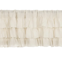 VHC Brands Country Kitchen Curtains Rod Pocket Farmhouse Burlap Antique White Ruffled Valance 16" x 60"