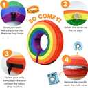 BENCMATE Inflatable Dog Cone Collar Alternative, Soft Dog Cone for Small Medium Large Dogs and Cats, Neck Recovery ECollar Donut Collar After Surgery (Large, Rainbow) (Red, L)