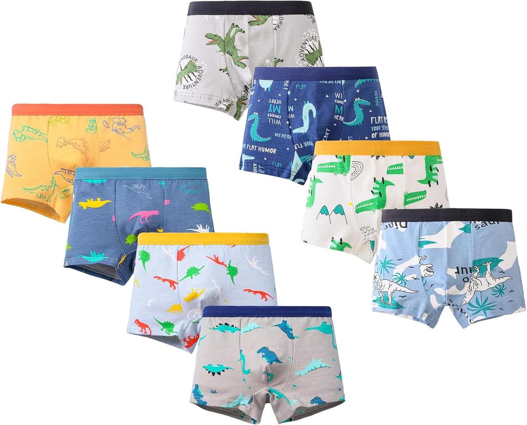 CHUNG Toddler Little Boys Underwear Soft Cotton Boxer Briefs 2-11Years Dinosaur Pack for Pupil Kindergarten Kids (4-5T)