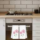 Pink Hydrangea Flowers Floral Kitchen Towels Set of 2 - Flowers Decorative Hand Towels for Bathroom, Pink Hydrangea Decor Dish Towels for Kitchen, Floral Hand Towels, 16x24