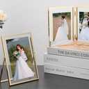 YiPinYin 4x6'' Gold Floating Frame Set of 2, For Photo Sizes (2x3'', 3.5x 5''), Plated Metal Frames for Tabletop/Shelf Display, Wedding, Christmas,Birthady, Home or Office Decoration Frames Silver.