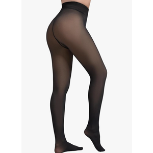 2025 One-Seam Fleece Lined Tights More Warmth Fake Translucent Pantyhose High Waist Thermal Legging Women,M,L