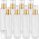 8 Pcs 120ml/4oz Frosted Glass Bottles Refillable Pump Dispenser Jar Travel Lotion Vials with Plastic Pump Head for Toiletry Liquid Foundation Cream Cosmetic Samples - Gold