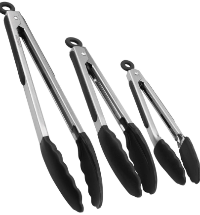 3pcs Heavy Duty Cooking Tongs Set with Non-stick Tips for Grilling Baking and Serving Versatile Utensils for Bbq Kitchen and Food Preparation