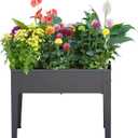 Raised Garden Bed, Elevated Planter Black Metal Plant Box with Legs Standing Garden Stand Drainage Holes Black(24" L x 11" W x 18" H)