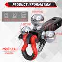 TYT Tri Ball Mount Trailer Hitch Fits 2 inch Receiver, Triple Balls (1-7/8", 2", 2-5/16") with Tow Hook & Shackle,10,000lbs GTW,1,000 lbs Tongue Weight, Includes Hitch Pin Lock